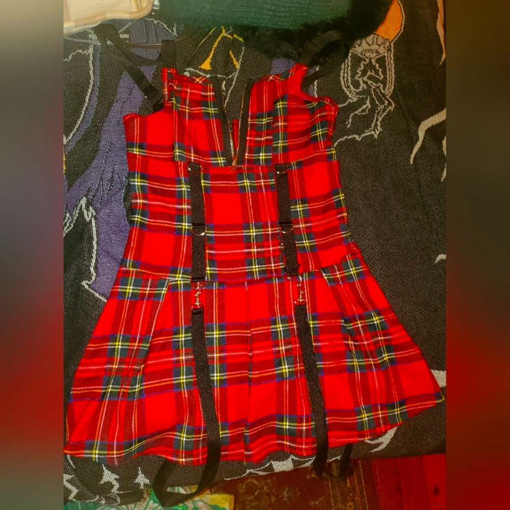 Bondage dress red plaid